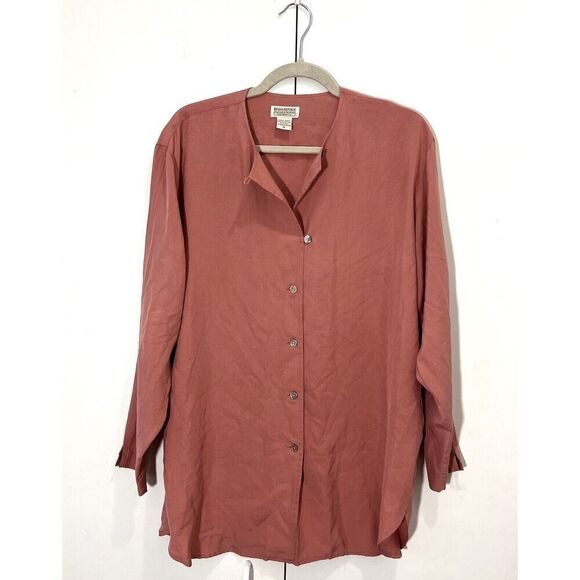 Banana Republic Tops - Banana‎ Republic Safari Vintage Blouse Tunic Women’s M Silk Coral Long Sleeve